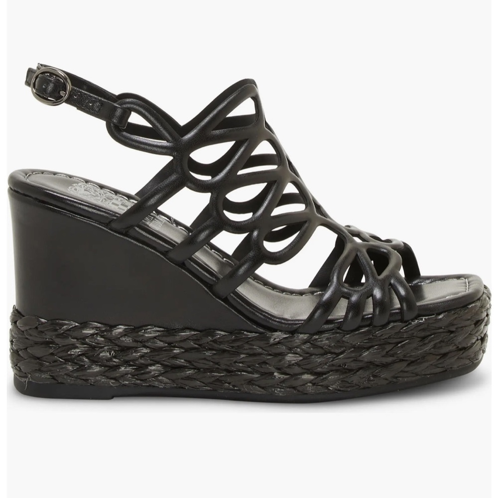 Vince Camuto Black Strappy Wedge Sandals - Picture 3 of 12